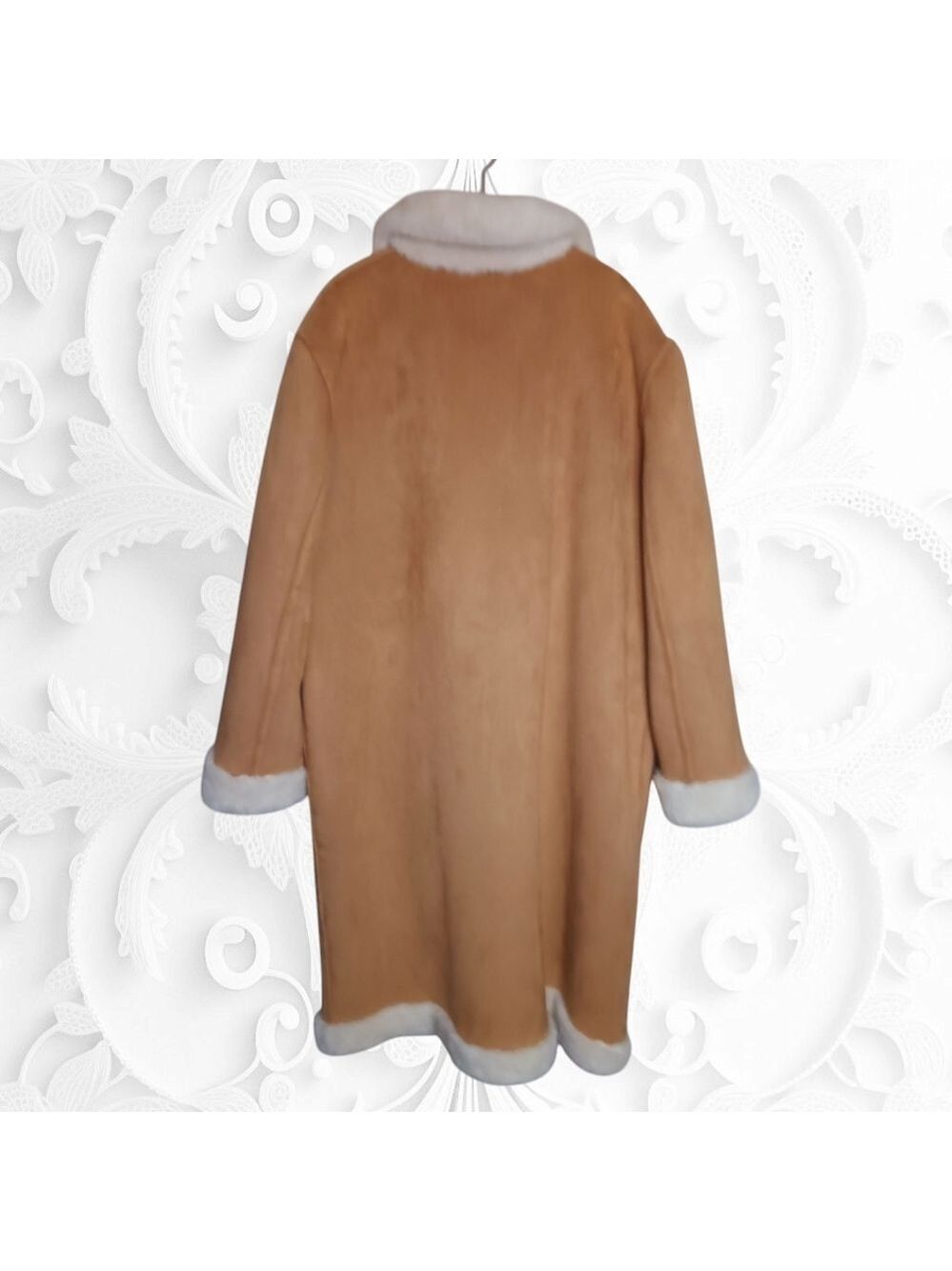 LoveShackFancy Arlington Suede Paneled Faux Shearling Coat - Picture 10 of 10